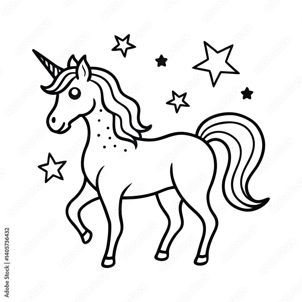 Mythical Unicorn line art vector Silhouette Simple Line Art Illustration design Mythical Unicorn line art vector Silhouette Simple Line Art Illustration design
