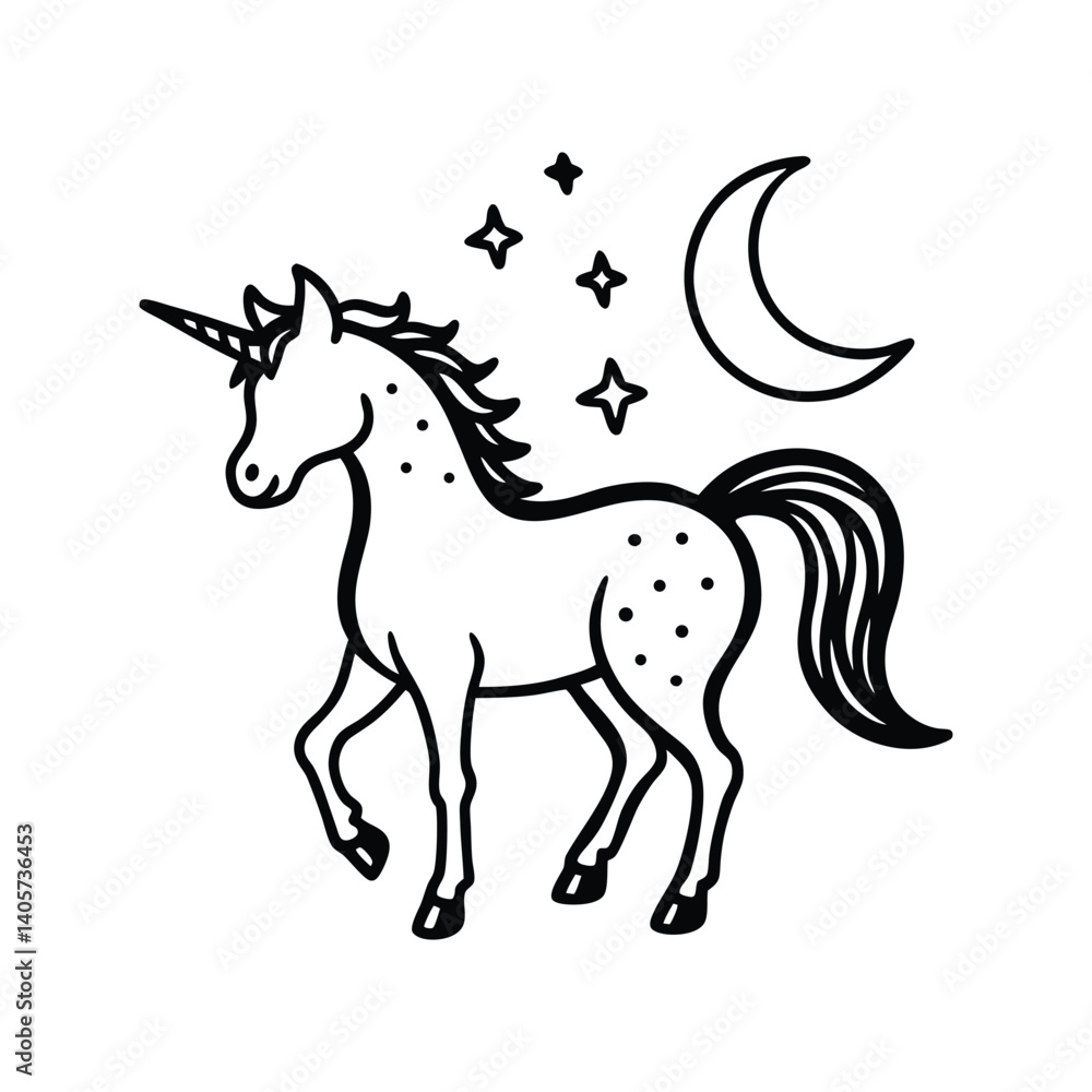 Mythical Unicorn line art vector Silhouette Simple Line Art Illustration design Mythical Unicorn line art vector Silhouette Simple Line Art Illustration design