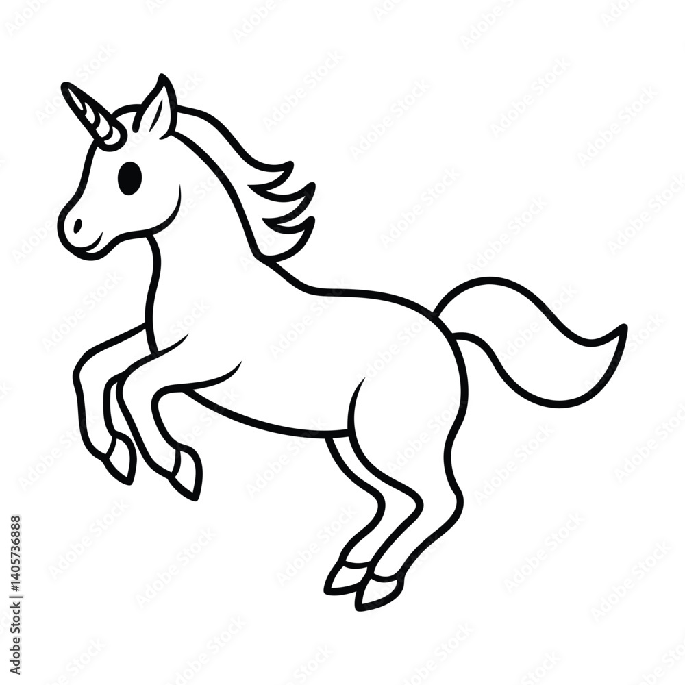 Obraz premium Beautiful Unicorn Line art and Drawing Fantasy Beast Vector Art Illustration
