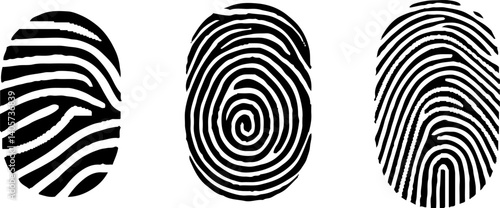 Fingerprint vector icon set. Personal id identity. Press finger, scan for safety. 