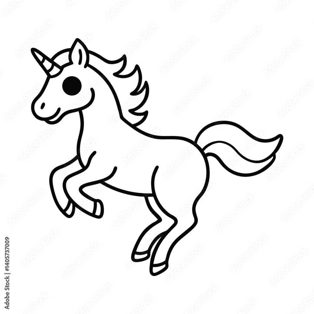 Obraz premium Beautiful Unicorn Line art and Drawing Fantasy Beast Vector Art Illustration