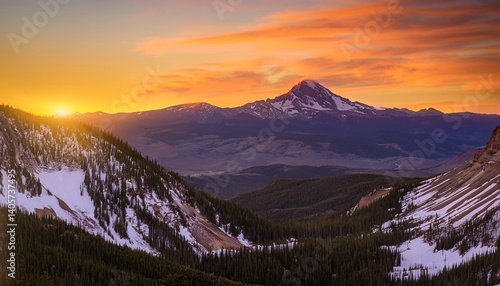 A beautiful sunset on the mountainside overlooking Mt Crested Butte