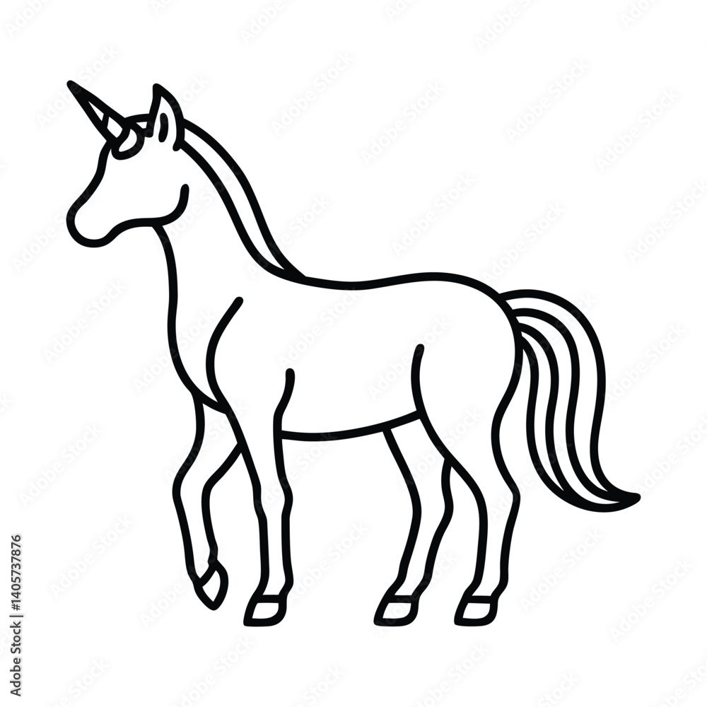 Obraz premium Beautiful Unicorn Line art and Drawing Fantasy Beast Vector Art Illustration