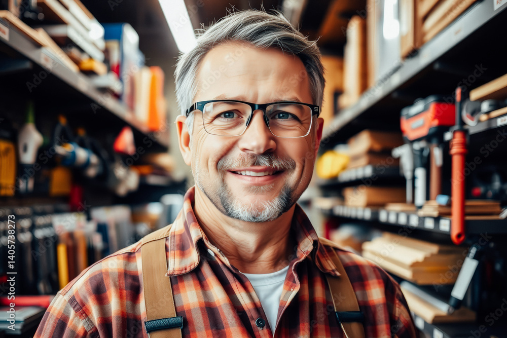 Friendly Worker in a Busy Hardware Store Friendly Worker in a Busy Hardware Store