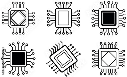 Vector Illustration of Multiple Integrated Circuits
