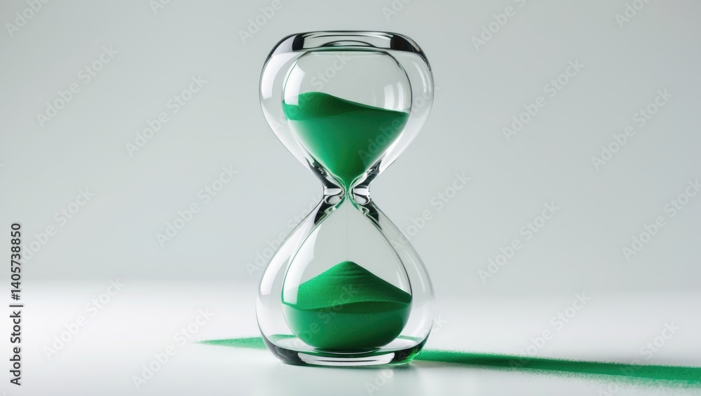 background featuring hourglasses containing green sand background featuring hourglasses containing green sand