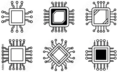 Vector Illustration of Multiple Integrated Circuits