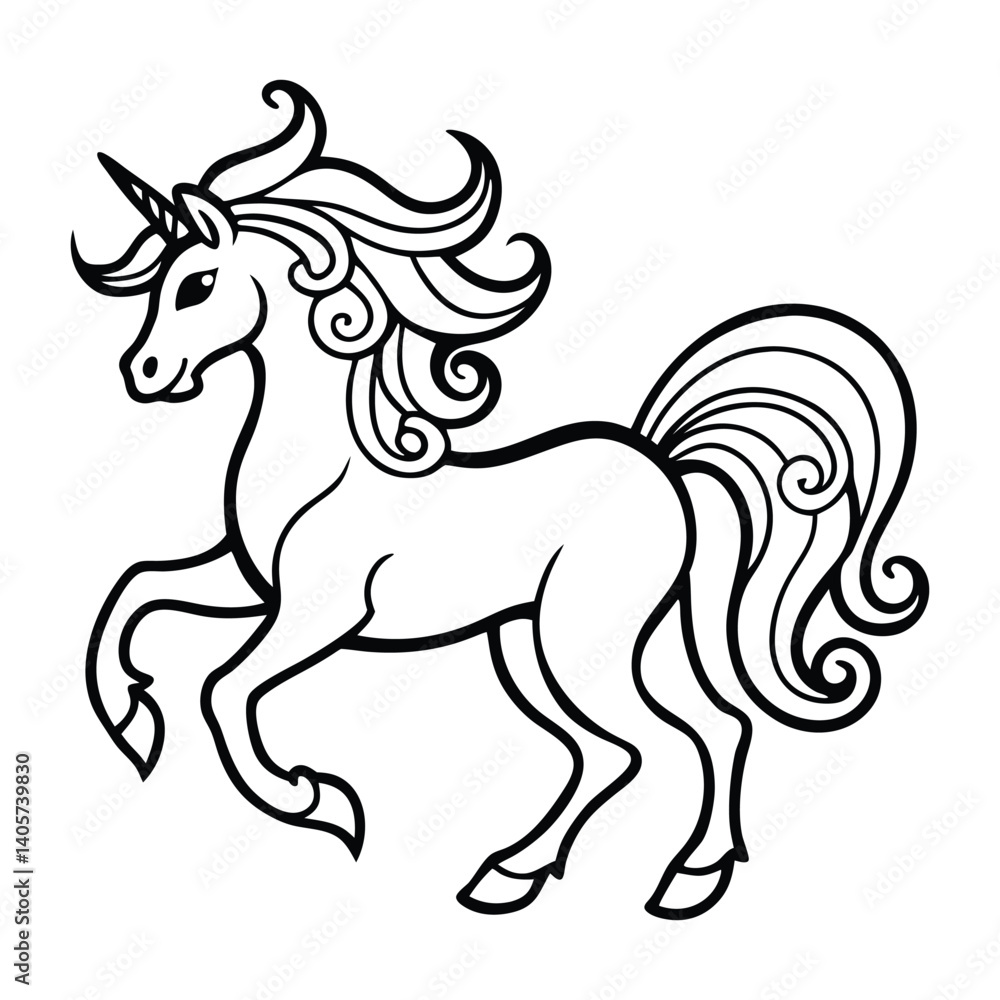 Elegant Unicorn Outline Minimalist Mythical Creature Drawing Line Art Vector Illustration Elegant Unicorn Outline Minimalist Mythical Creature Drawing Line Art Vector Illustration