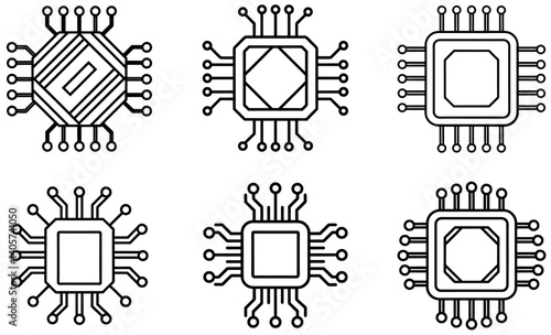Vector Illustration of Multiple Integrated Circuits