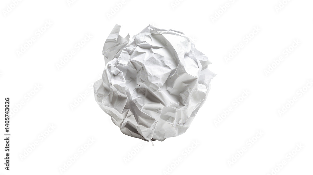 Crumpled white paper ball resting on a plain surface in a minimalistic setting during daylight Crumpled white paper ball resting on a plain surface in a minimalistic setting during daylight