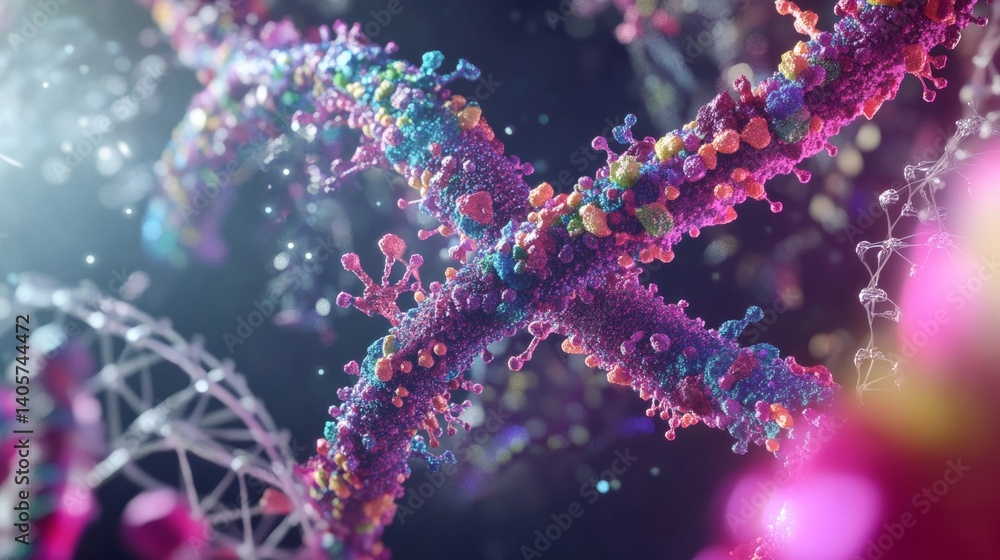 Intricate close up of a stylized x chromosome illustrating genetic disorders and abnormalities Intricate close up of a stylized x chromosome illustrating genetic disorders and abnormalities