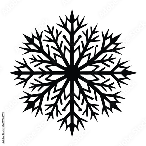 A snowflake shaped like a tree on white background.