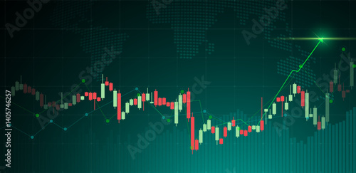 Trading chart or candlestick background. stock and finance business. Vector illustration