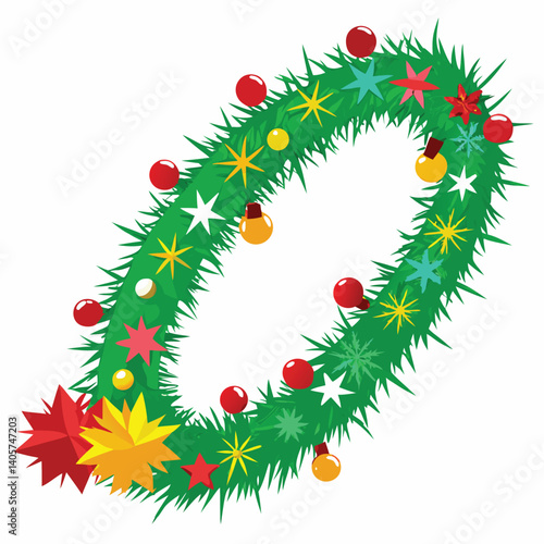 Christmas tinsel clipart on white background 