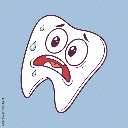 tooth scared face cartoon