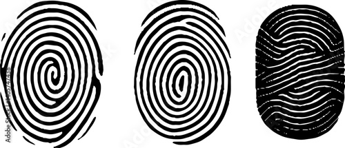 Digital security fingerprint set. Vector illustration.