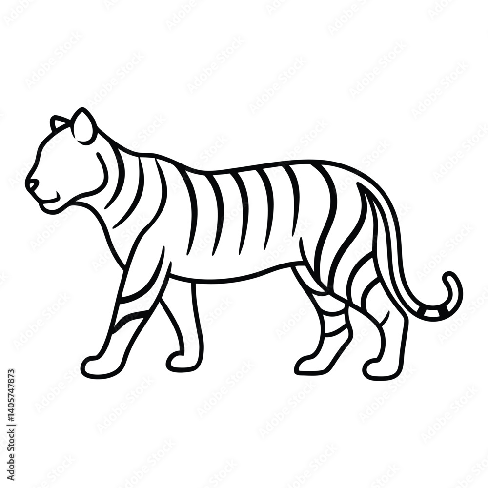 Tiger Line Art Vector Wild Animal Outline Illustration and Stylized Tiger Drawing Minimalist Jungle Predator Tiger Line Art Vector Wild Animal Outline Illustration and Stylized Tiger Drawing Minimalist Jungle Predator