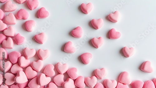 White background with pink hearts