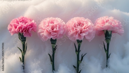 Pink Carnation blooms against a clear background. Floral element. Clipping path.