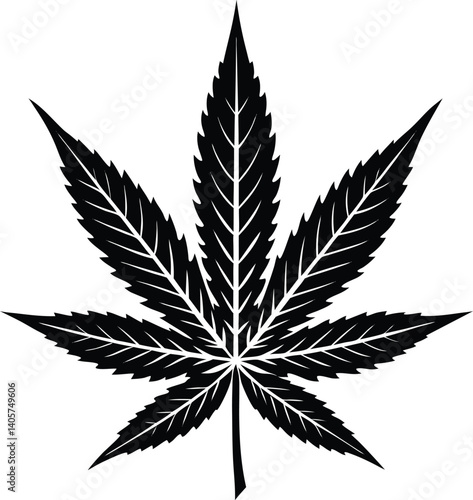 Marijuana Silhouette Vector | Cannabis Leaf, Herbal, and Medical Weed Art