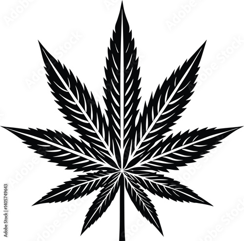 Marijuana Silhouette Vector | Cannabis Leaf, Herbal, and Medical Weed Art
