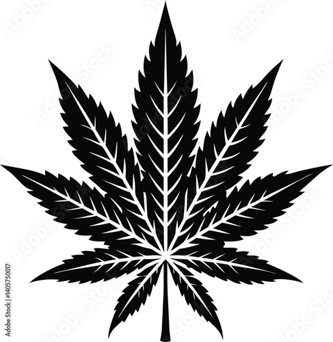 Marijuana Silhouette Vector | Cannabis Leaf, Herbal, and Medical Weed Art