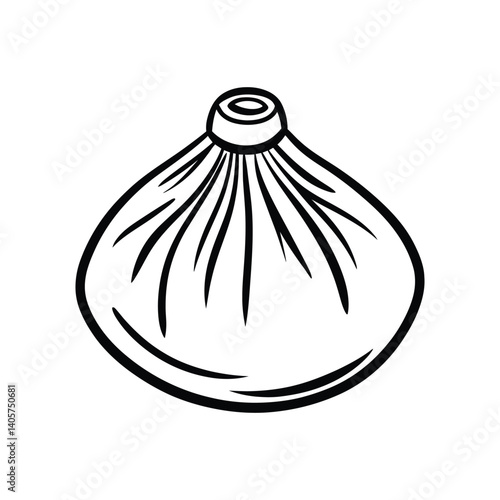 Outline Khinkali Dumpling Icon on Transparent Background