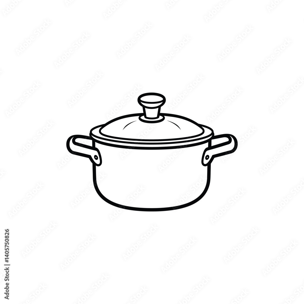 Outline of a Metal Cooking Pot with Lid on Transparent Background Outline of a Metal Cooking Pot with Lid on Transparent Background