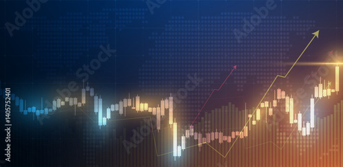 Trading chart or candlestick background. stock and finance business. Vector illustration