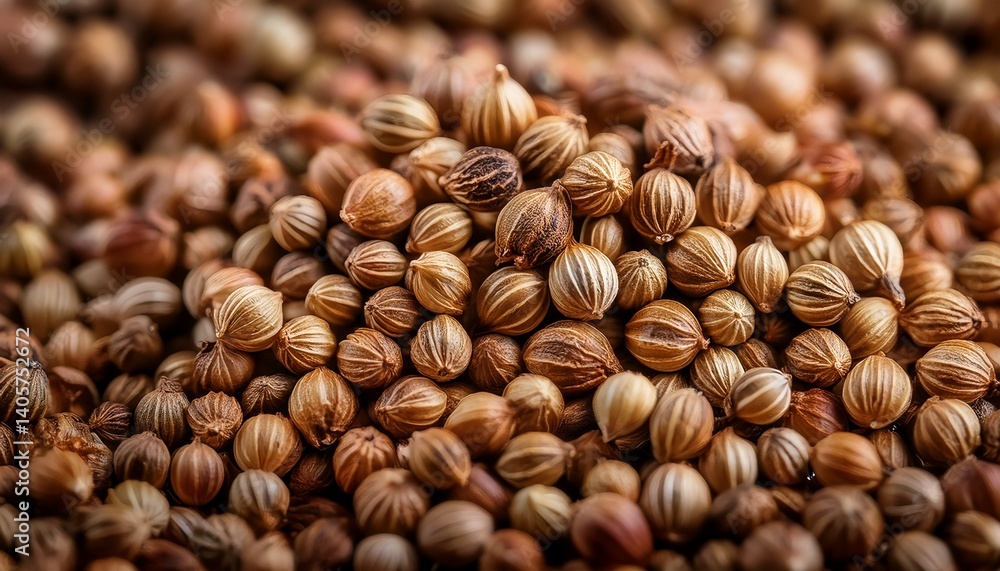 close up of dried coriander seeds with detailed texture and warm earthy tones macro shot highlights organic patterns and natural spice structure close up of dried coriander seeds with detailed texture and warm earthy tones macro shot highlights organic patterns and natural spice structure