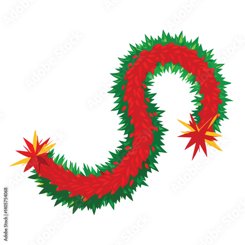 Christmas tinsel clipart on white background 