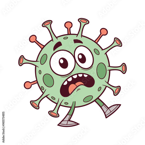 Scared virus vector cartoon character isolated on a white background.