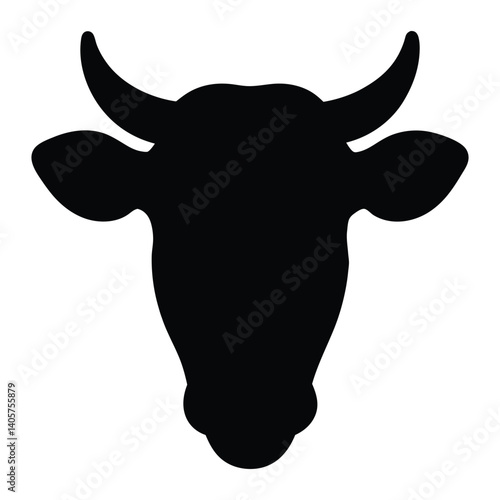 Beautiful cow head silhouette Vector art Illustration with Minimalist Cow skull Farm Animal Vector Icon Design