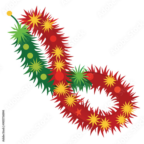 Christmas tinsel clipart on white background 