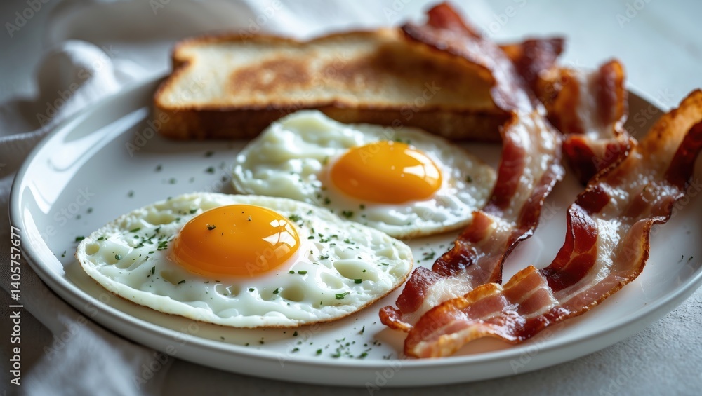 Breakfast Foods - toasts, eggs, and bacon Breakfast Foods - toasts, eggs, and bacon