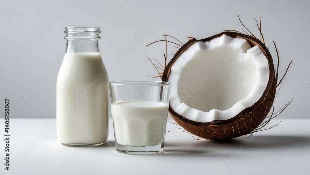 Isolated coconut products on a white background, natural and organic coconut goods, raw materials for industry Isolated coconut products on a white background, natural and organic coconut goods, raw materials for industry