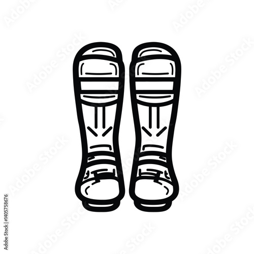 Shin Guards Protective Gear Icon in Bold Outline Style on Transparent Background