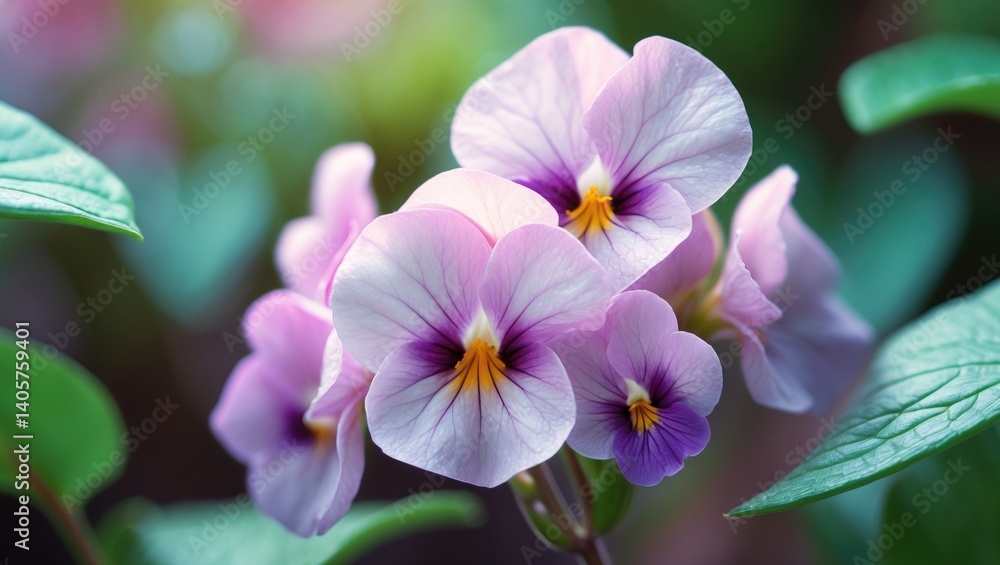 Intimate perspective of a tiny violet blossom in full bloom set in an outdoor environment Intimate perspective of a tiny violet blossom in full bloom set in an outdoor environment