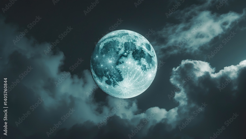 Obraz premium Beautiful moon among clouds