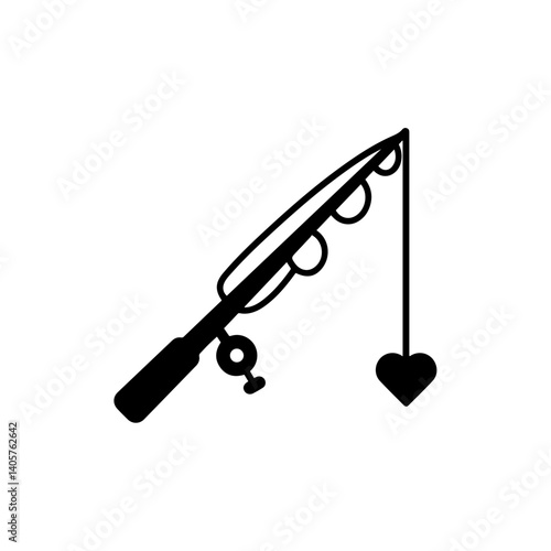 Fishing rod with heart on the handle representing outdoor adventures with dad