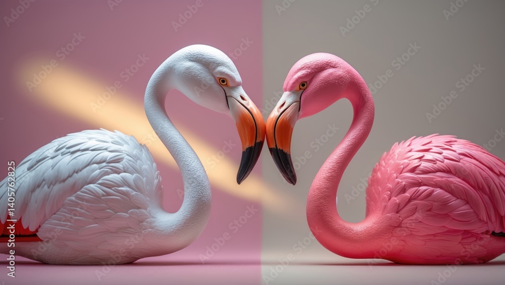 Naklejka premium Brightly Colored Flamingo Pool Accessories in the Background