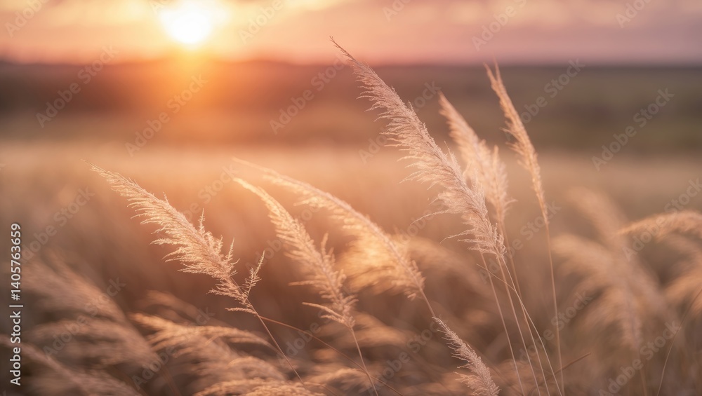 Fototapeta premium With just a gentle wind, Feather Grass or Needle Grass showcases delicate designs.