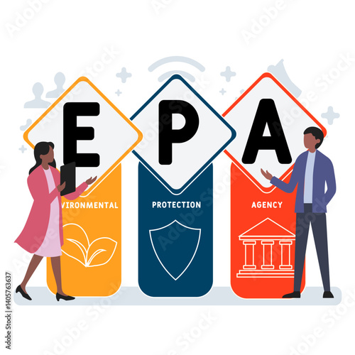 EPA - environmental protection agency acronym. business concept background. vector illustration concept with keywords and icons. lettering illustration with icons for web banner, flyer, landing