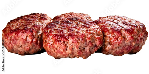 Photo of Three Grilled Beef Patties with a Transparent Background