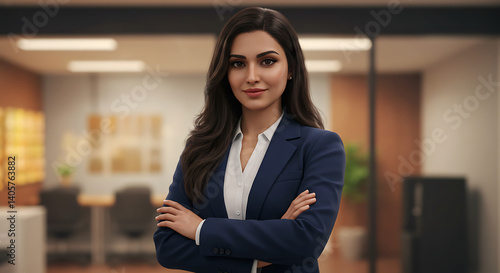 Free Download Confident Woman, 3D Render: Warm Lighting, Deep Depth AI Generated - GFXLoad