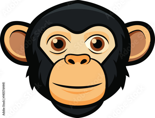  A cartoon chimpanzee head vector silhouette black