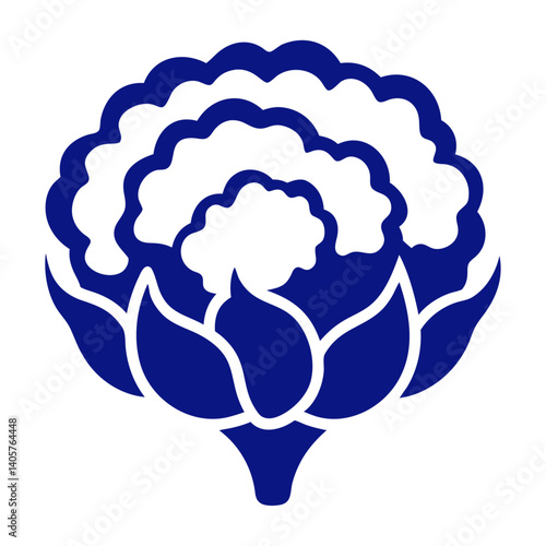 Sky and blue color botanical cauliflower vegetable icon design