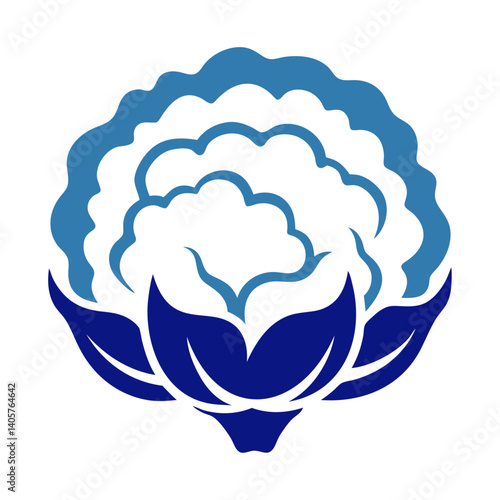 Sky and blue color botanical cauliflower vegetable icon design