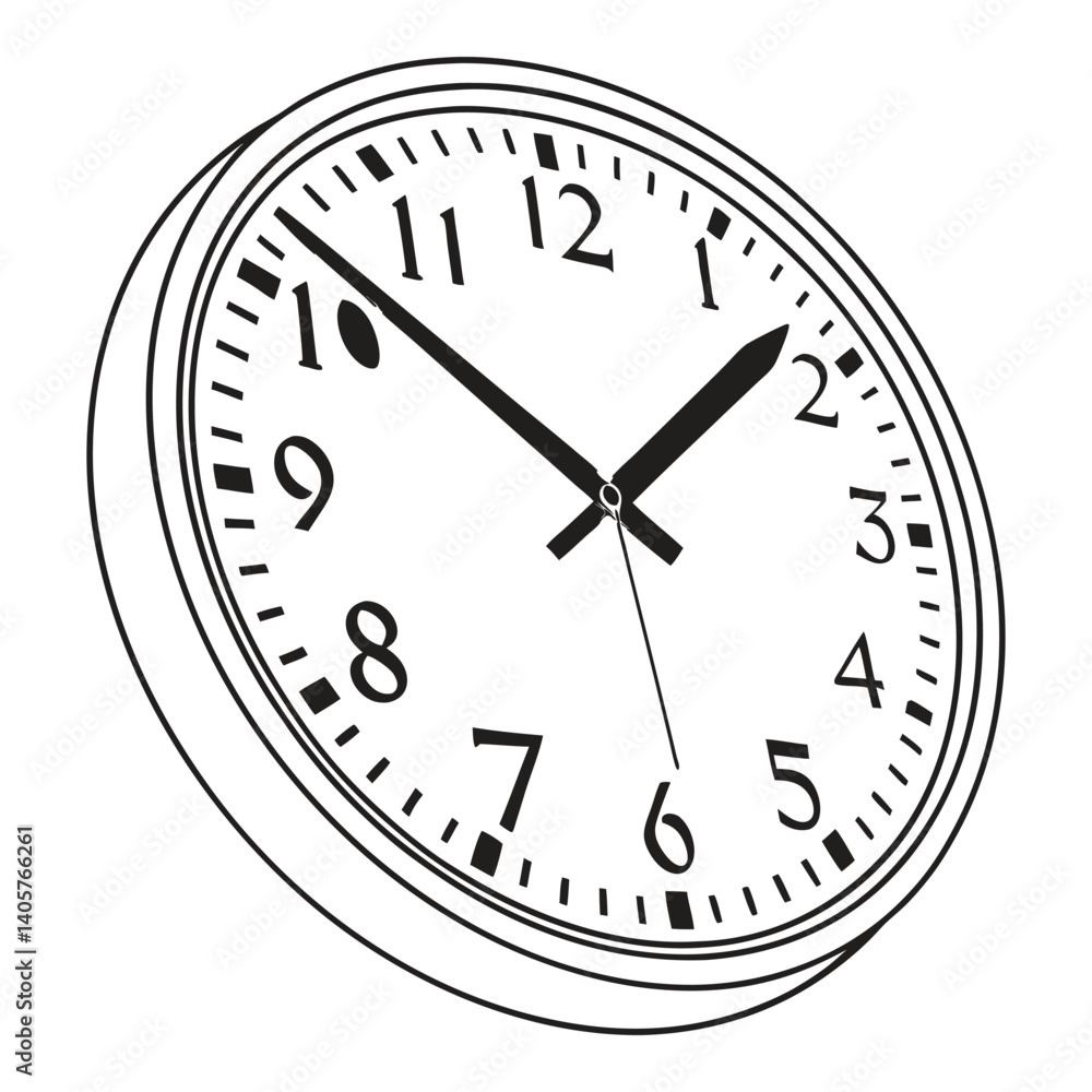 Classic black and white round wall clock