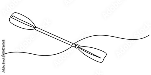 oar continuous one line drawing, Continuous one line drawing sailing.Single line draw design vector graphic illustration, Paddles and oars vector icon in outline style, Isolated modern oar concept.